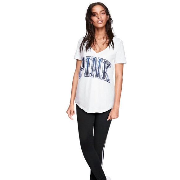 •Victoria’s Secret PINK• Bling Perfect V-Neck Tee - Picture 2 of 2